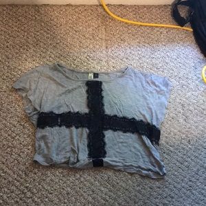 Black and grey crop top